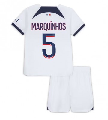 Paris Saint-Germain Marquinhos #5 Borta Kläder Barn 2023-24 Kortärmad (+ Korta byxor)